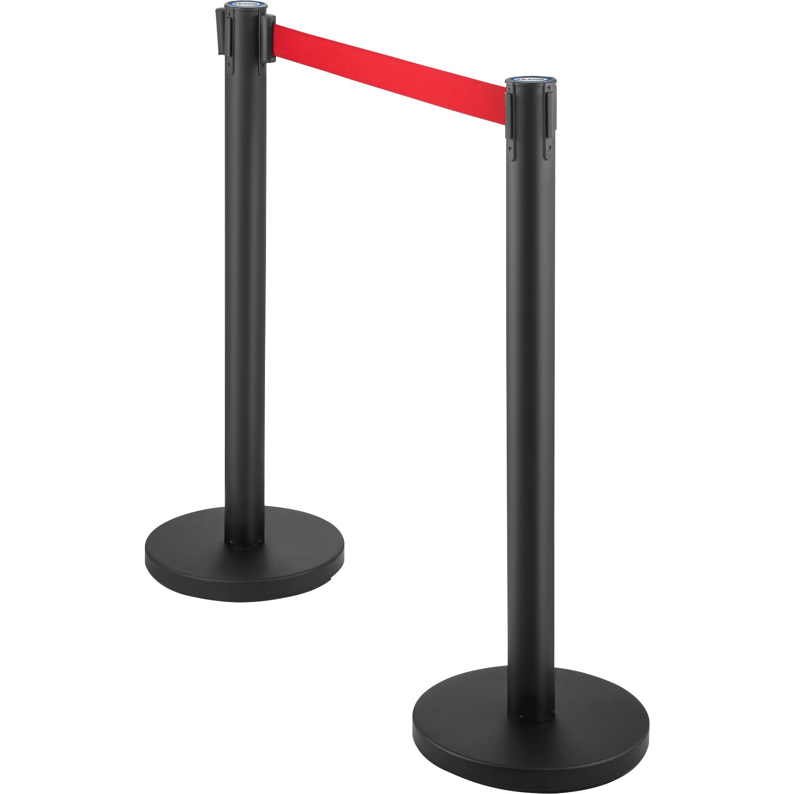 Fencing & Barriers: VEVOR Crowd Control Stanchion, Set of 6 Pieces Stanchion Set, Stanchion Set with 6.6 ft/2 m Red Retractable Belt, Crowd Control Barrier with Rubber Base  Easy Connect Assembly for Crowd Control (Black)