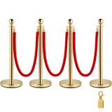 Fencing & Barriers: VEVOR 4PCS Gold Stanchion Posts Queue, 38 Inch Red Velvet Rope, Crowd Control Barriers Queue Line Rope, Barriers for Party Supplies
