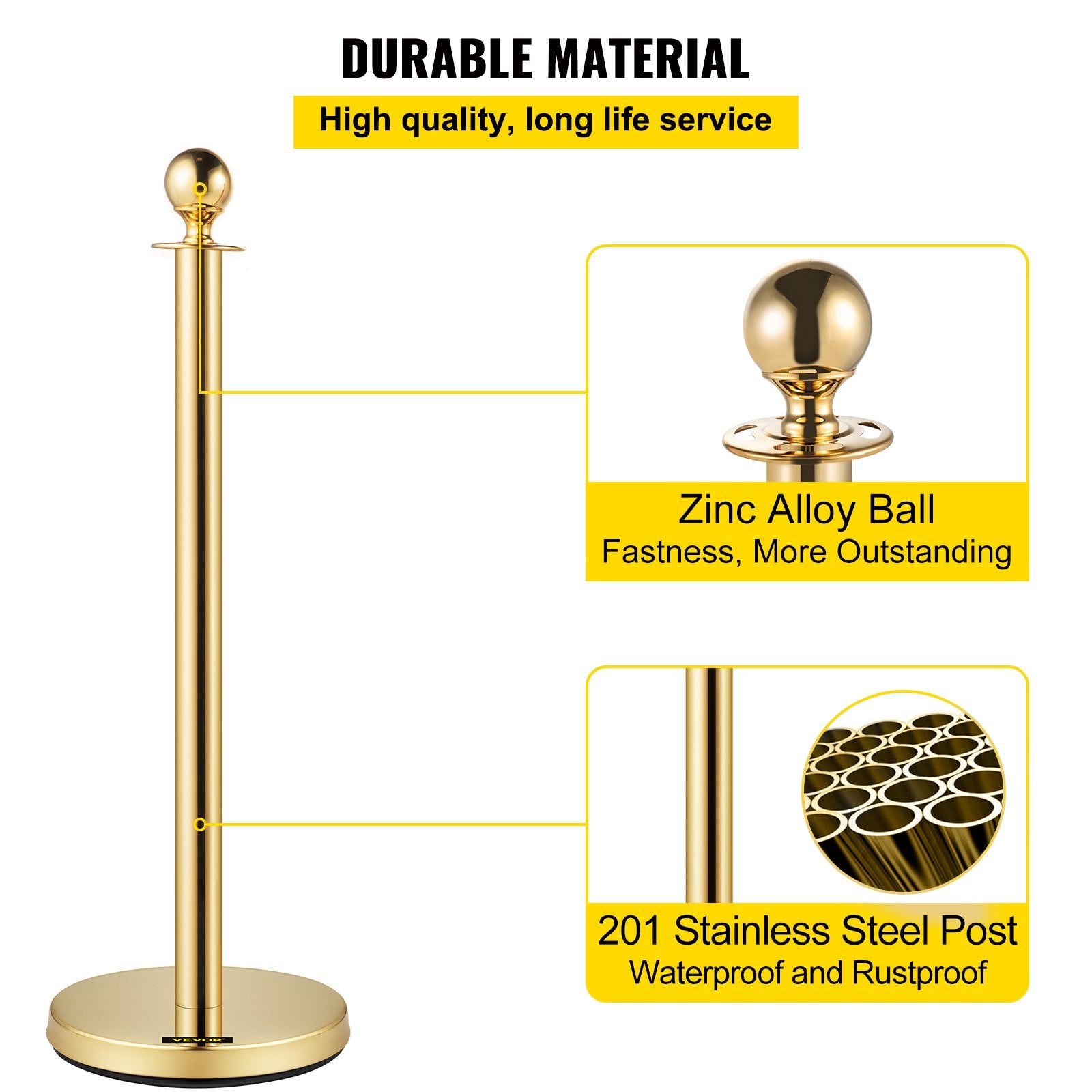 Fencing & Barriers: VEVOR 4PCS Gold Stanchion Posts Queue, 38 Inch Red Velvet Rope, Crowd Control Barriers Queue Line Rope, Barriers for Party Supplies