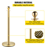 Fencing & Barriers: VEVOR 4PCS Gold Stanchion Posts Queue, 38 Inch Red Velvet Rope, Crowd Control Barriers Queue Line Rope, Barriers for Party Supplies