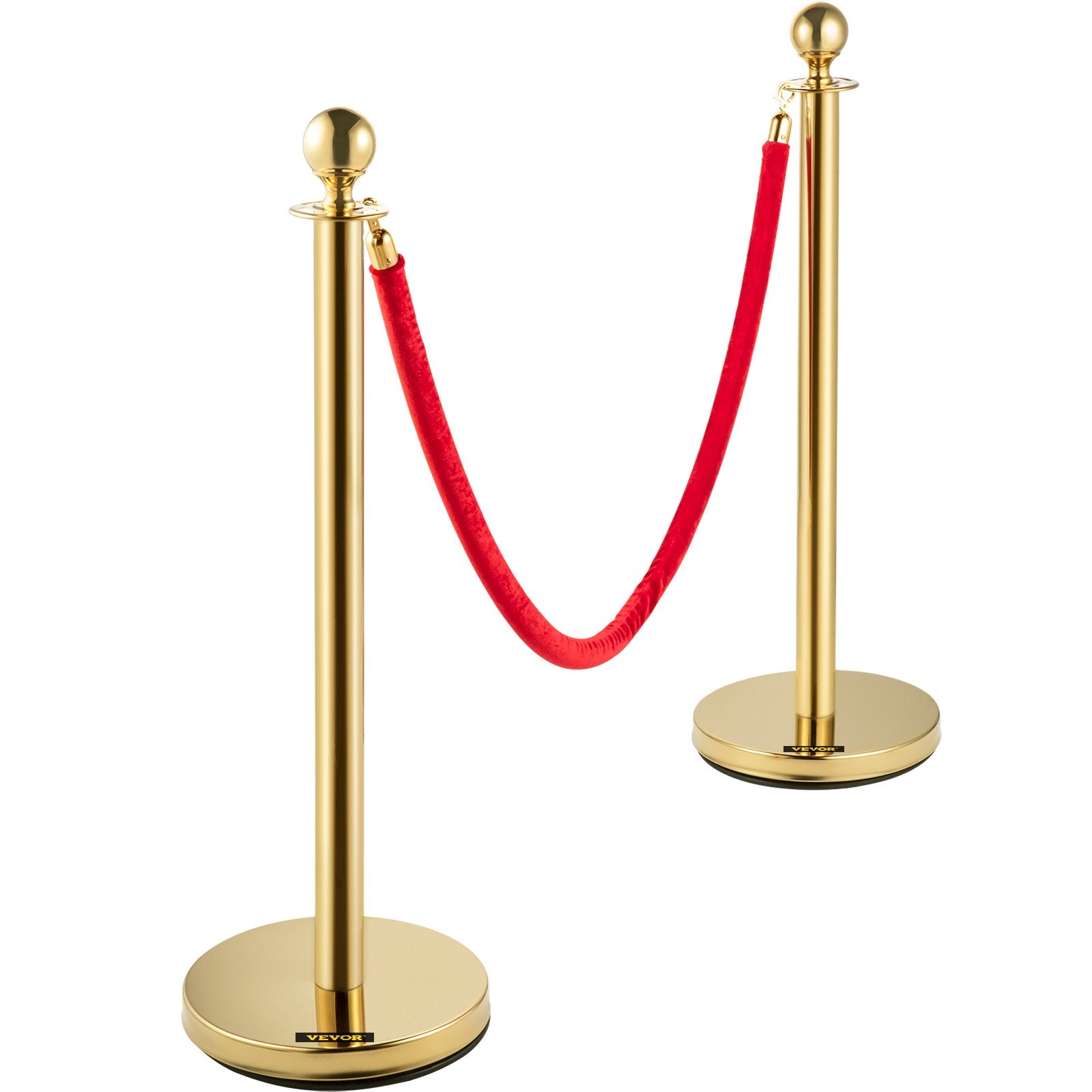Fencing & Barriers: VEVOR 4PCS Gold Stanchion Posts Queue, 38 Inch Red Velvet Rope, Crowd Control Barriers Queue Line Rope, Barriers for Party Supplies