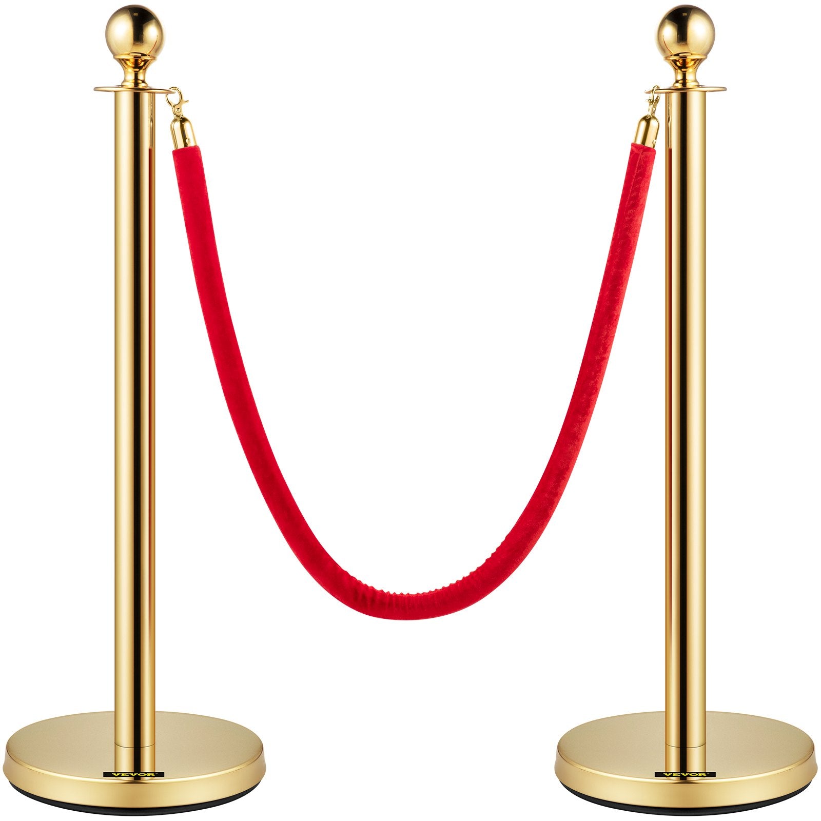 Fencing & Barriers: VEVOR 4PCS Gold Stanchion Posts Queue, 38 Inch Red Velvet Rope, Crowd Control Barriers Queue Line Rope, Barriers for Party Supplies