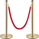 Fencing & Barriers: VEVOR 4PCS Gold Stanchion Posts Queue, 38 Inch Red Velvet Rope, Crowd Control Barriers Queue Line Rope, Barriers for Party Supplies
