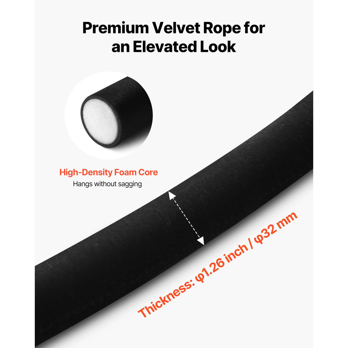 2 Pcs Black Velvet Stanchion Ropes, 1.5 m Crowd Control Stanchion Black Velvet Ropes with Gold Hooks, Post Queue Barrier Carpet Rope for Carpet Events Movie Theaters Grand Openings Hotels Party