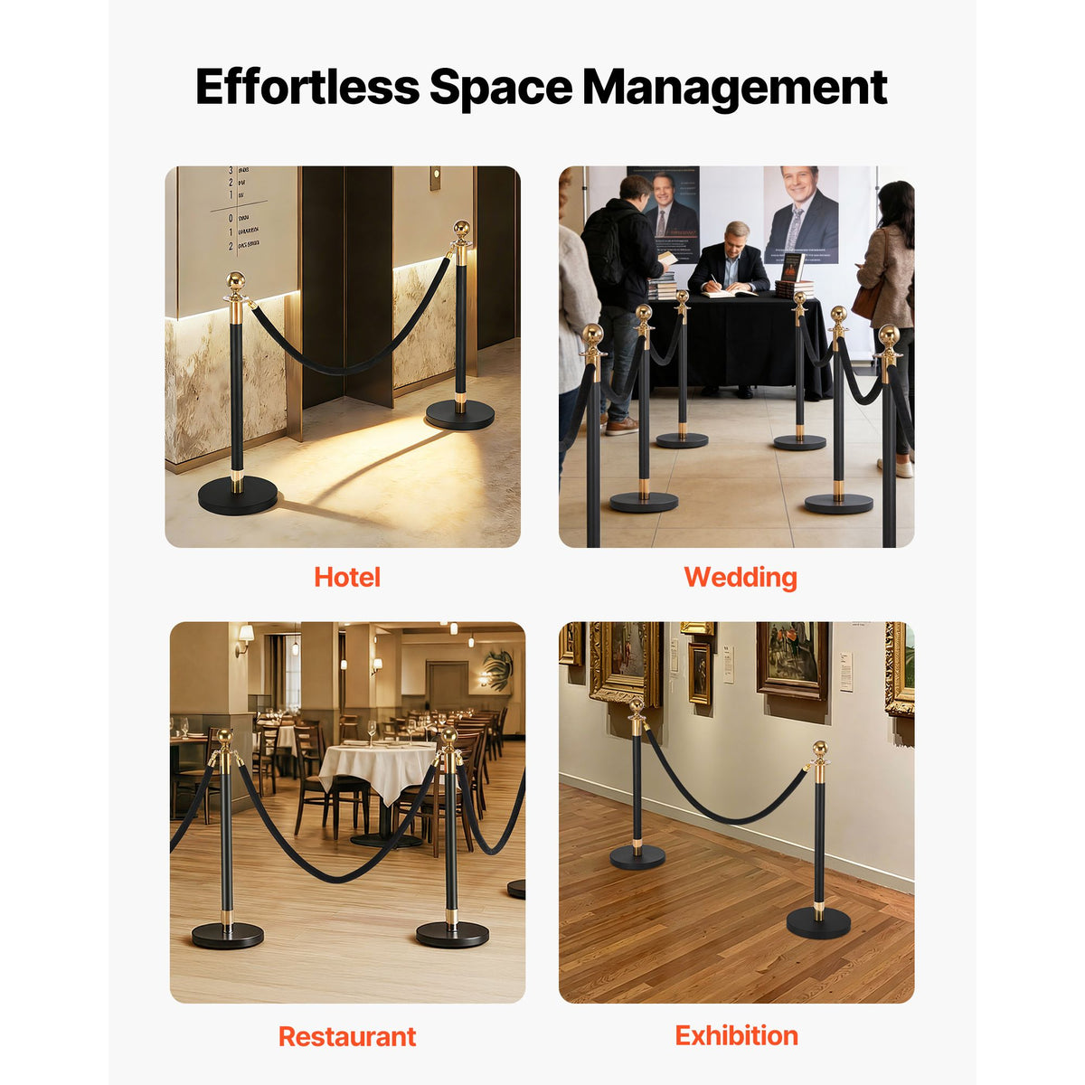 2 Pcs Black Velvet Stanchion Ropes, 1.5 m Crowd Control Stanchion Black Velvet Ropes with Gold Hooks, Post Queue Barrier Carpet Rope for Carpet Events Movie Theaters Grand Openings Hotels Party