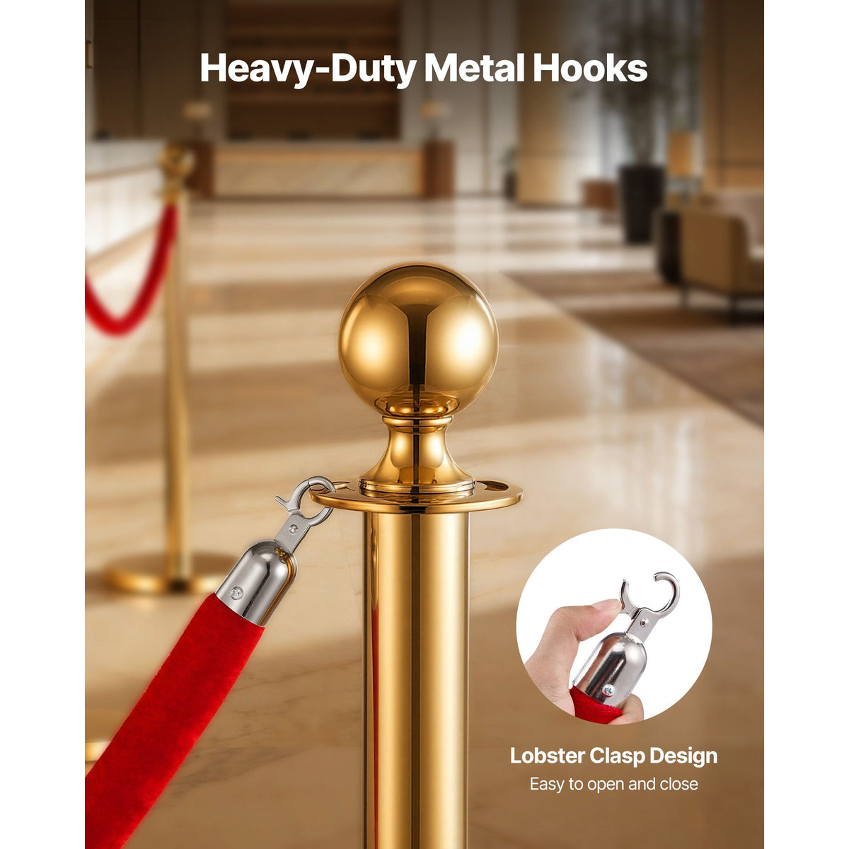 4 Pcs Red Velvet Stanchion Ropes, 1.5 m Crowd Control Stanchion Red Velvet Ropes with Silver Hooks, Post Queue Barrier Carpet Rope for Carpet Events Movie Theaters Grand Openings Hotels Party