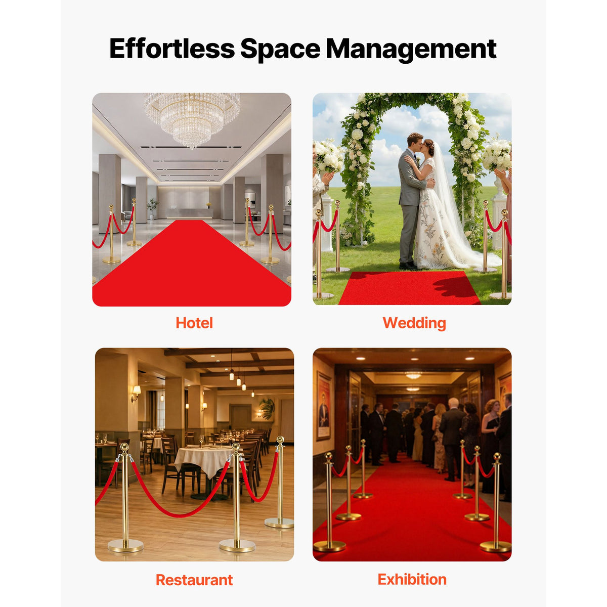 4 Pcs Red Velvet Stanchion Ropes, 1.5 m Crowd Control Stanchion Red Velvet Ropes with Silver Hooks, Post Queue Barrier Carpet Rope for Carpet Events Movie Theaters Grand Openings Hotels Party