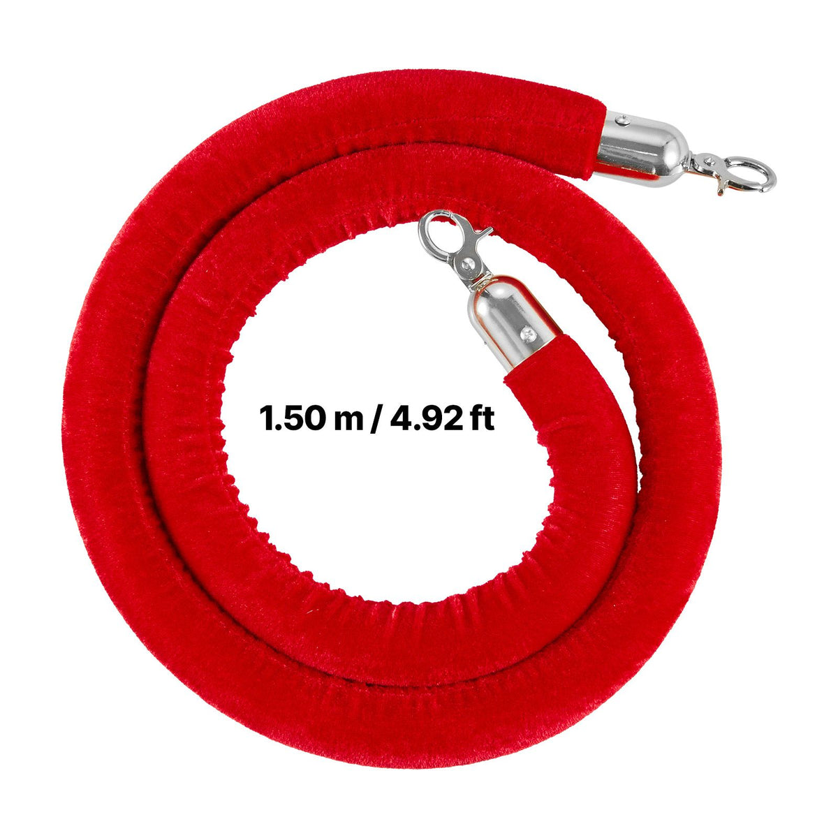 2 Pcs Red Velvet Stanchion Ropes, 1.5 m Crowd Control Stanchion Red Velvet Ropes with Silver Hooks, Post Queue Barrier Carpet Rope for Carpet Events Movie Theaters Grand Openings Hotels Party