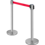 Fencing & Barriers: VEVOR Crowd Control Stanchion, Set of 6 Pieces Stanchion Set, Stanchion Set with 2 m Red Retractable Belt, Crowd Control Barrier with Rubber Base  Easy Connect Assembly for Crowd Control (Silver)