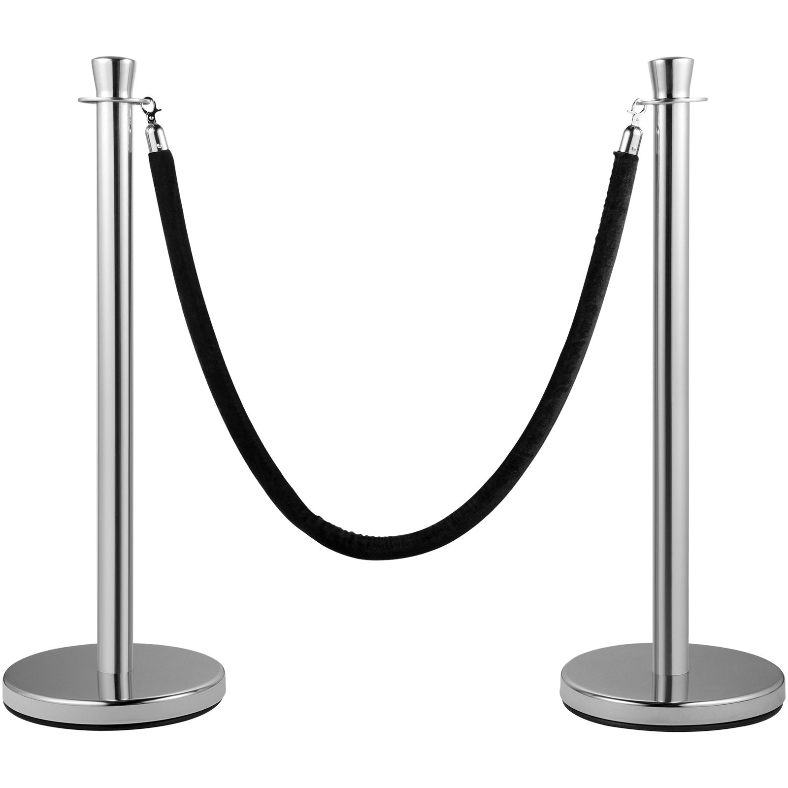 Building Toys: VEVOR Crowd Control Stanchion, Set of 2 Pieces Stanchion Set, Stanchion Set with 5 ft/1.5 m Black Velvet Rope, Silver Crowd Control Barrier with Sturdy Concrete and Metal Base - Easy Connect Assembly