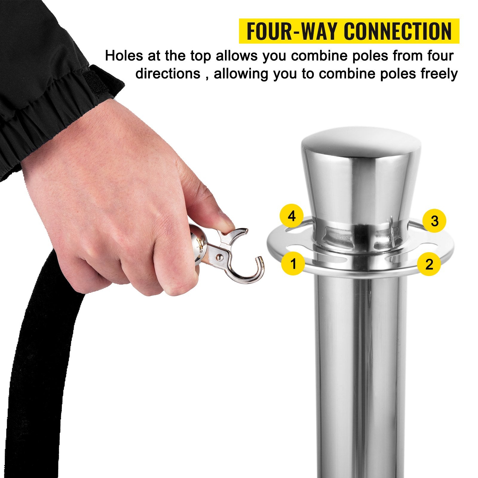 Building Toys: VEVOR Crowd Control Stanchion, Set of 2 Pieces Stanchion Set, Stanchion Set with 5 ft/1.5 m Black Velvet Rope, Silver Crowd Control Barrier with Sturdy Concrete and Metal Base - Easy Connect Assembly