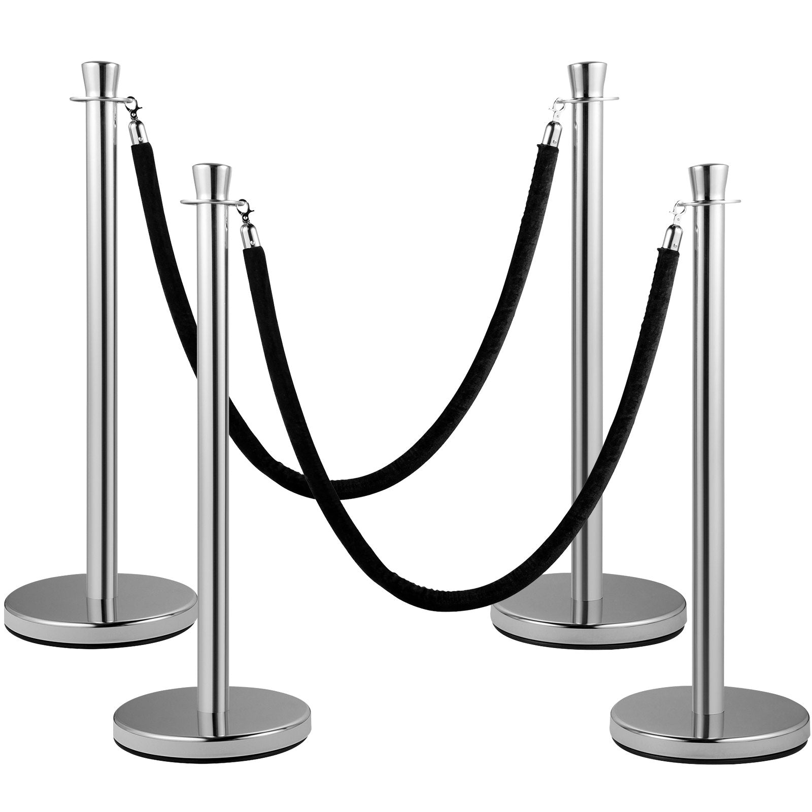 Building Toys: VEVOR Crowd Control Stanchion, Set of 2 Pieces Stanchion Set, Stanchion Set with 5 ft/1.5 m Black Velvet Rope, Silver Crowd Control Barrier with Sturdy Concrete and Metal Base - Easy Connect Assembly