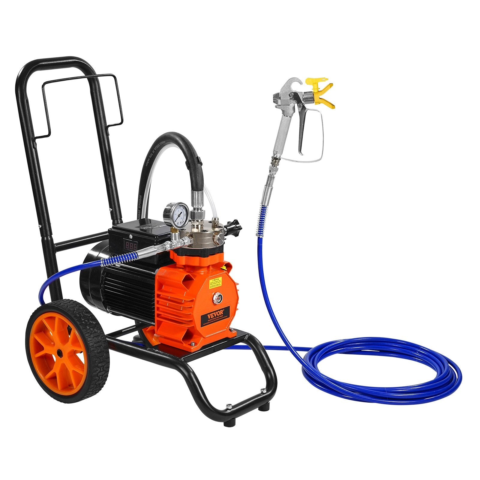 Diaphragm Airless Paint Sprayer, 1100 W Efficiency Cart Airless Paint Sprayer, 2000 psi High Pressure Paint Airless Sprayer, with Extension Bar, for Home Interior and Exterior Spraying