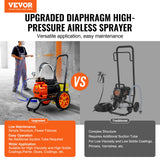 Automotive Cleaning: VEVOR Diaphragm Airless Paint Sprayer, 1100 W Efficiency Cart Airless Paint Sprayer, 2000 psi High Pressure Paint Airless Sprayer, with Extension Bar, for Home Interior and Exterior Spraying