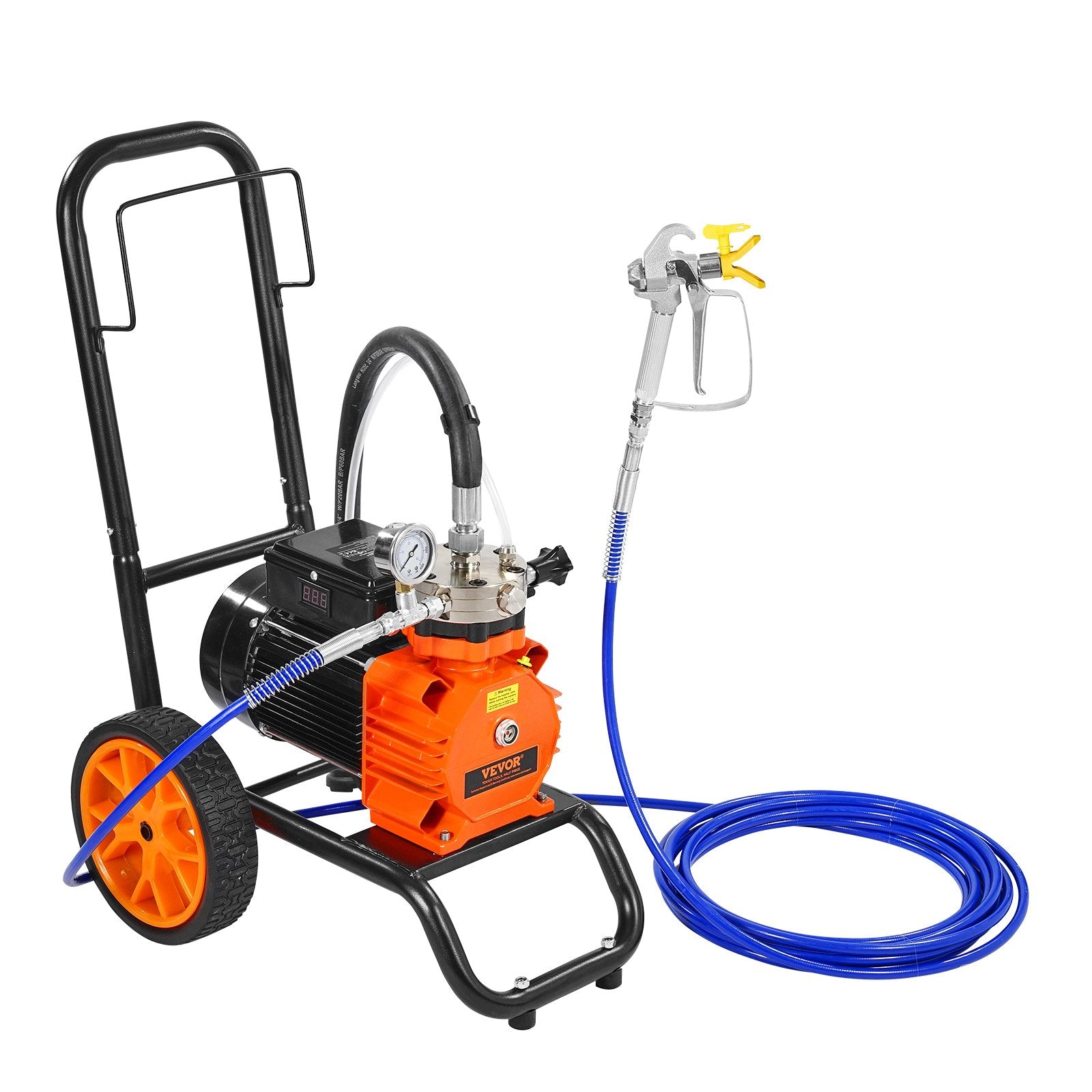 Diaphragm Airless Paint Sprayer, 1100 W Efficiency Cart Airless Paint Sprayer, 2000 psi High Pressure Paint Airless Sprayer, with Extension Bar, for Home Interior and Exterior Spraying