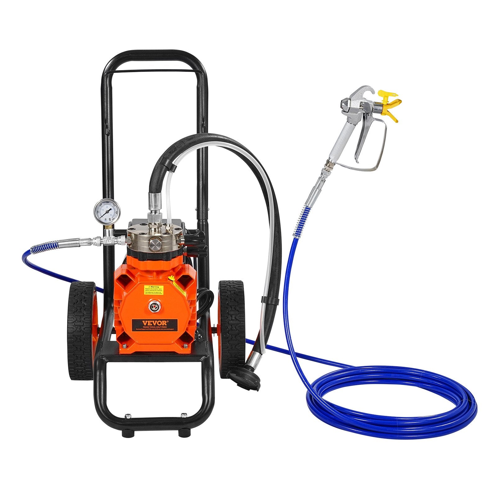 Diaphragm Airless Paint Sprayer, 1100 W Efficiency Cart Airless Paint Sprayer, 2000 psi High Pressure Paint Airless Sprayer, with Extension Bar, for Home Interior and Exterior Spraying