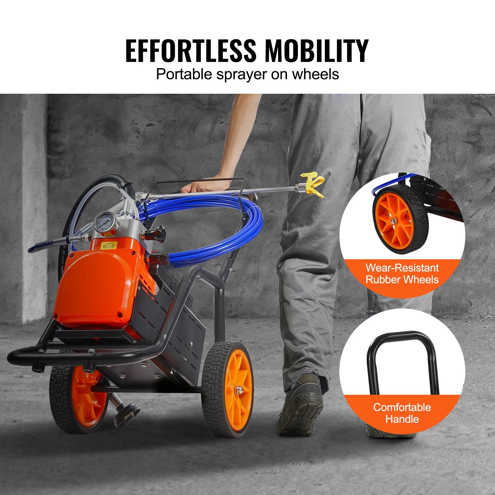 Automotive Cleaning: VEVOR Cart Airless Paint Sprayer Diaphragm Paint Airless Sprayer 1700W Electric