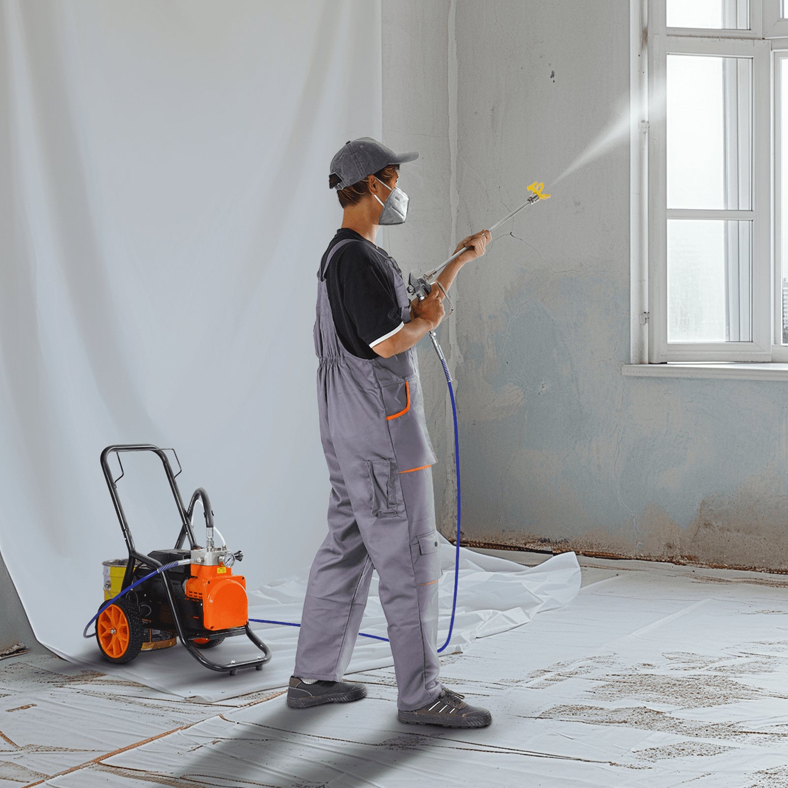 Automotive Cleaning: VEVOR Cart Airless Paint Sprayer Diaphragm Paint Airless Sprayer 1700W Electric
