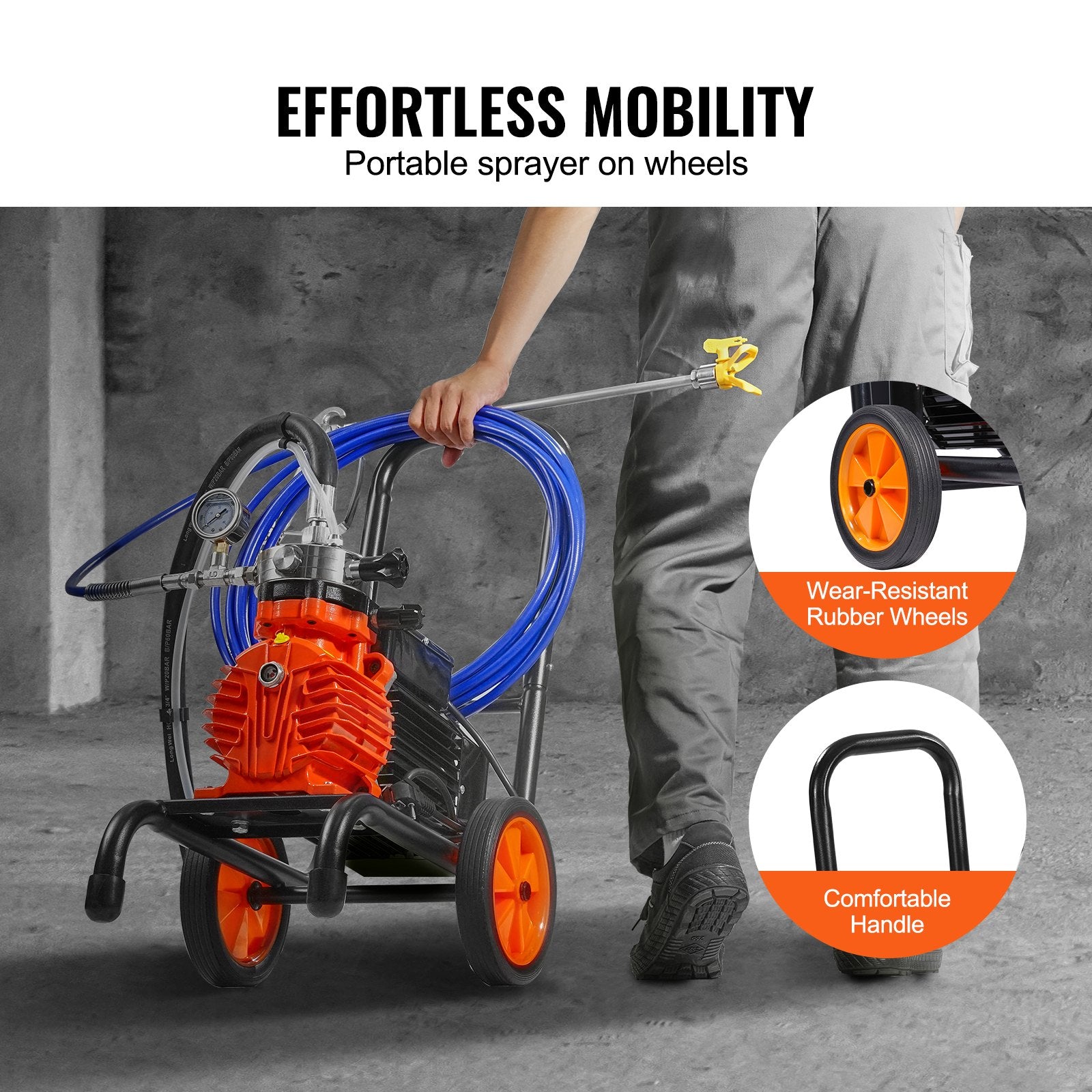 Automotive Cleaning: VEVOR Cart Airless Paint Sprayer Diaphragm Paint Airless Sprayer 900W Electric
