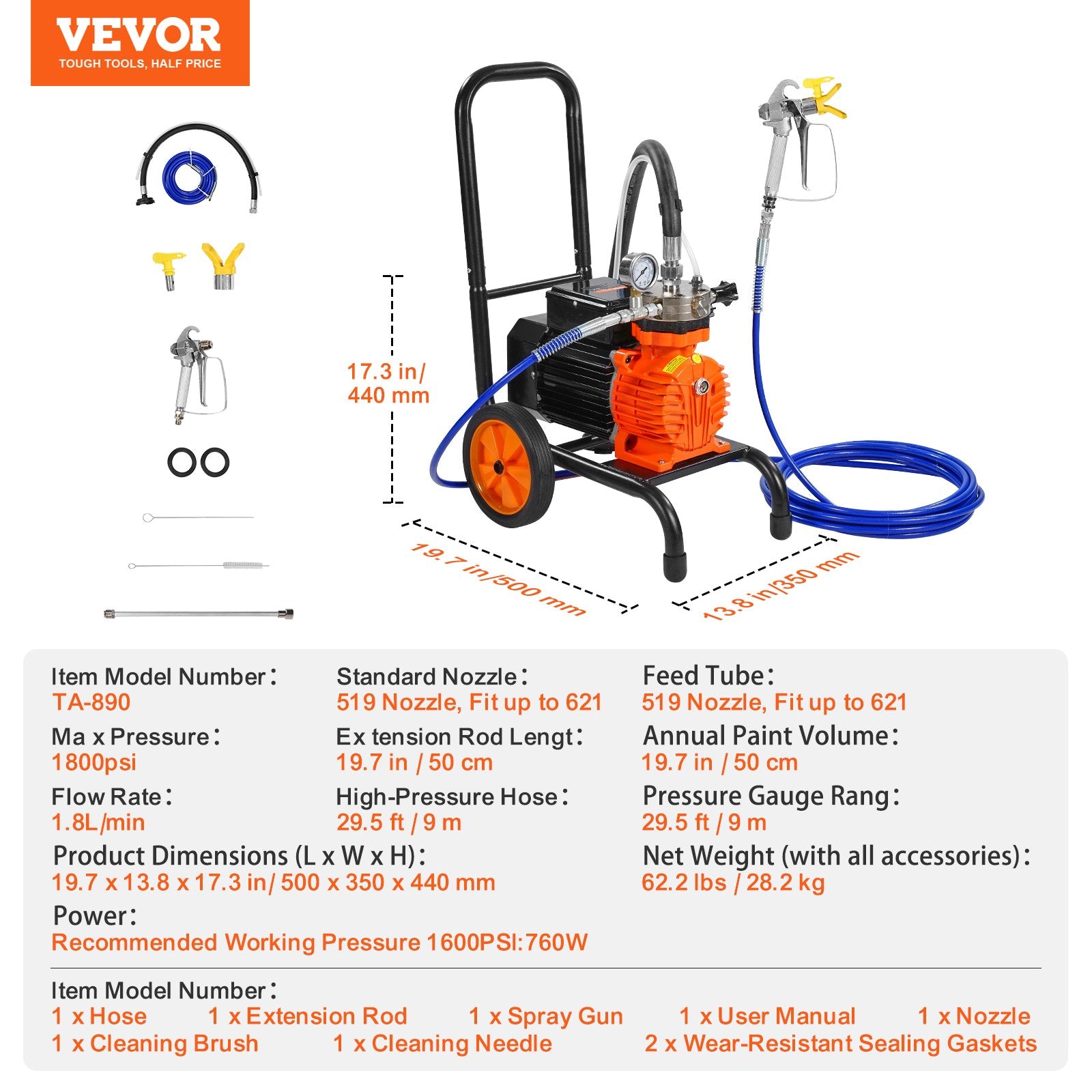 Automotive Cleaning: VEVOR Cart Airless Paint Sprayer Diaphragm Paint Airless Sprayer 900W Electric