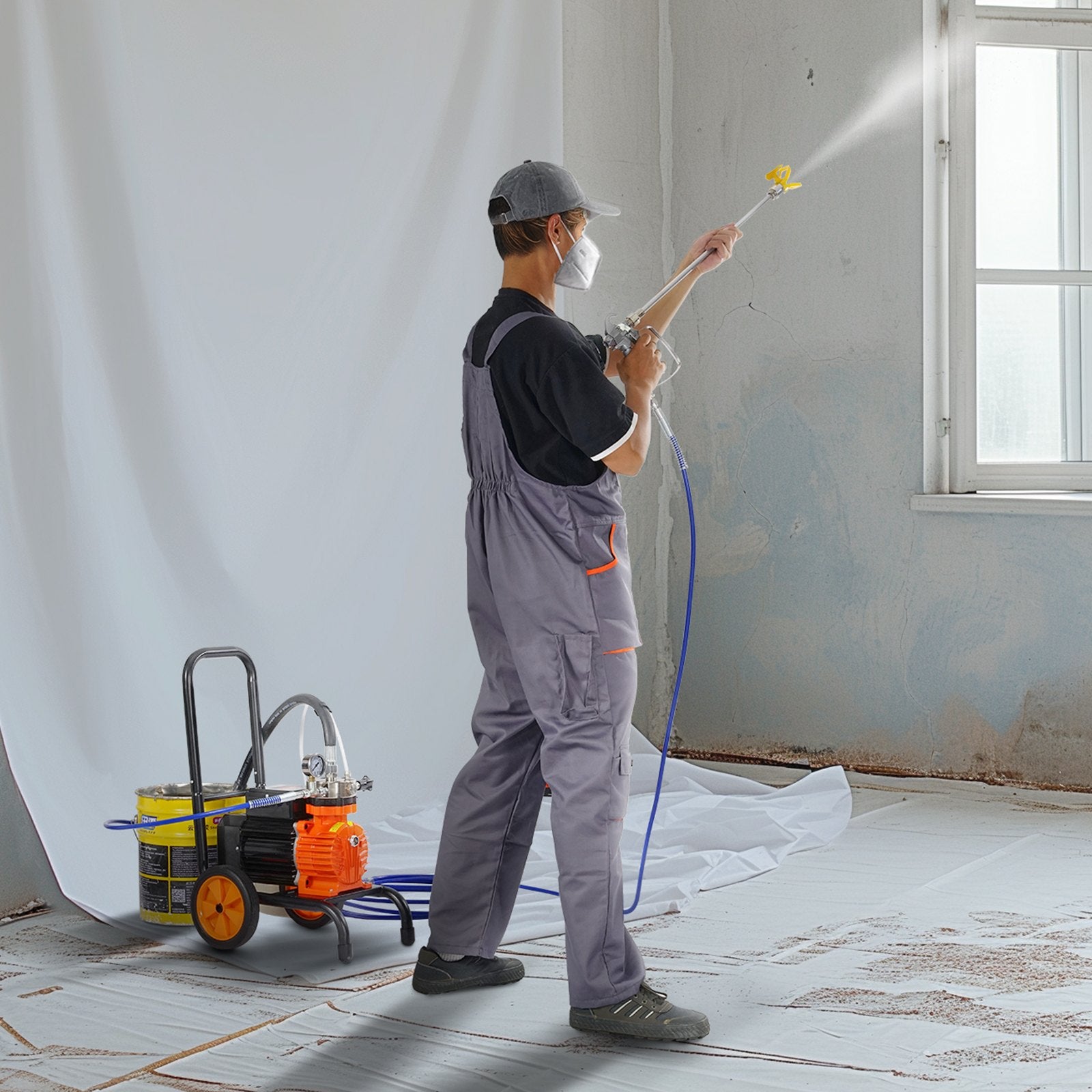 Automotive Cleaning: VEVOR Cart Airless Paint Sprayer Diaphragm Paint Airless Sprayer 900W Electric