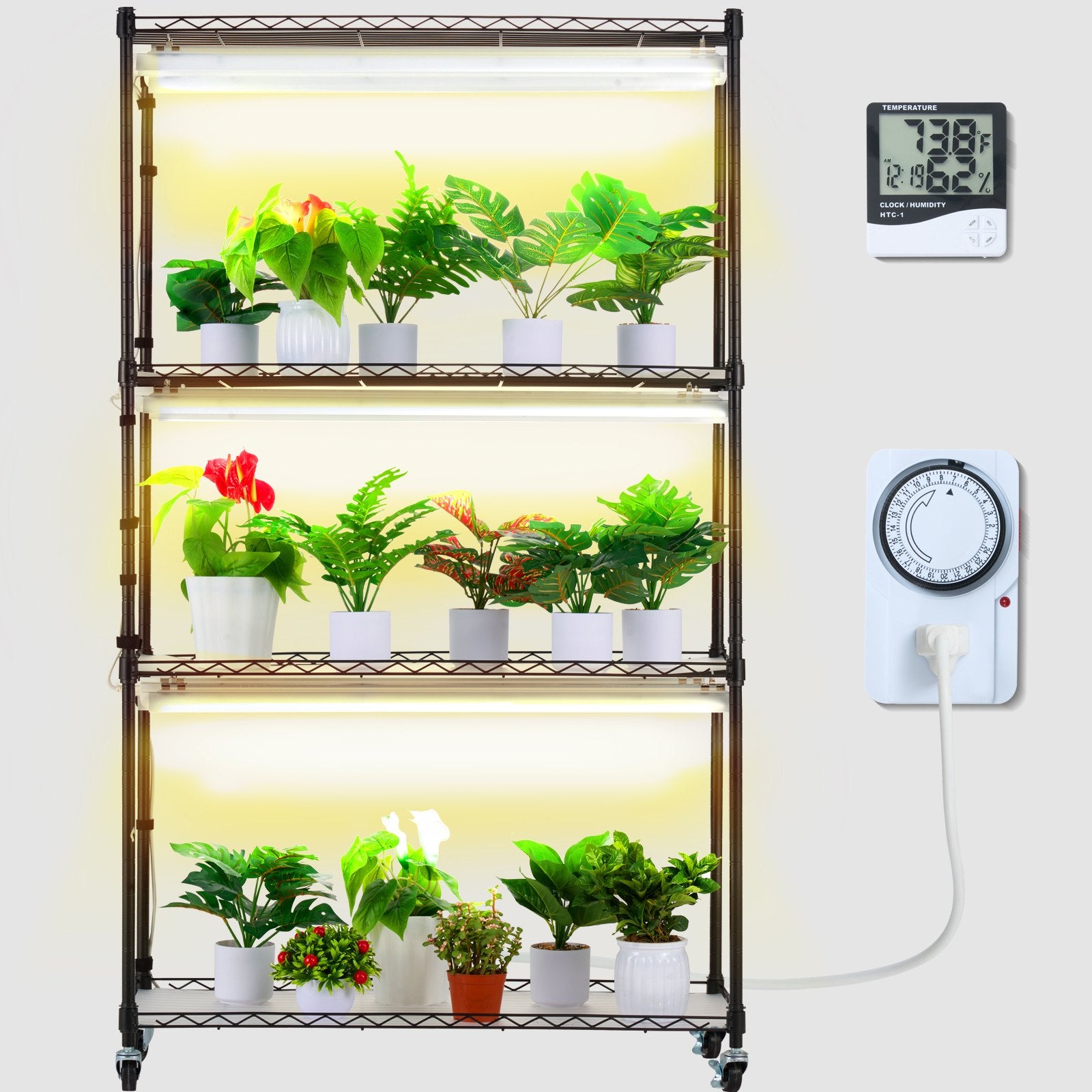 Plant Stand with Grow Lights 4 Tiers 180W 150 cm Tall Plant Grow Shelf