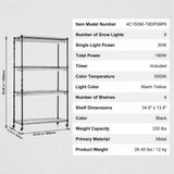 Pots, Planters & Accessories: VEVOR Plant Stand with Grow Lights 4 Tiers 180W 150 cm Tall Plant Grow Shelf
