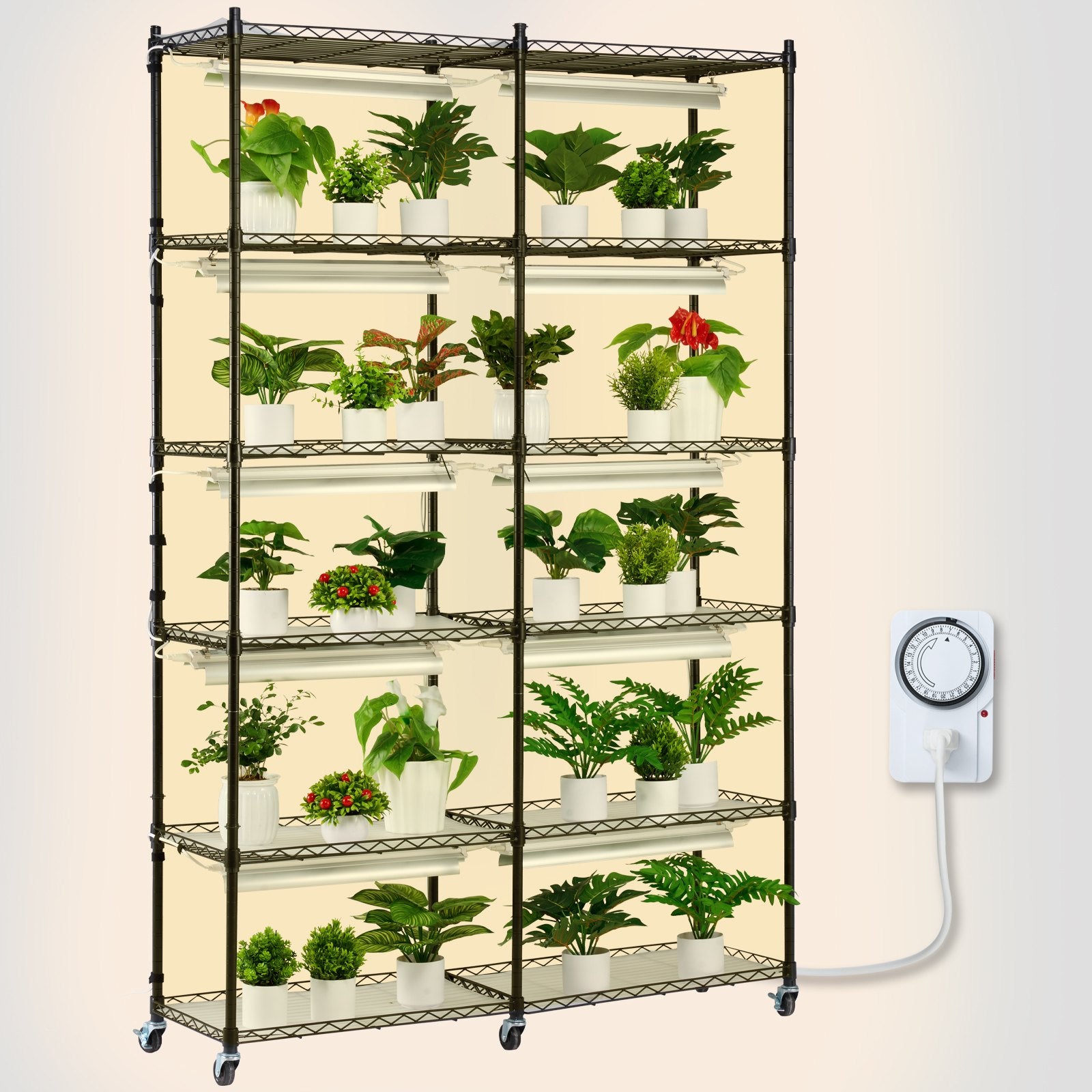 Pots, Planters & Accessories: VEVOR Plant Stand with Grow Light 6 Tiers 200W 59.1" Indoor Plant Grow Shelf
