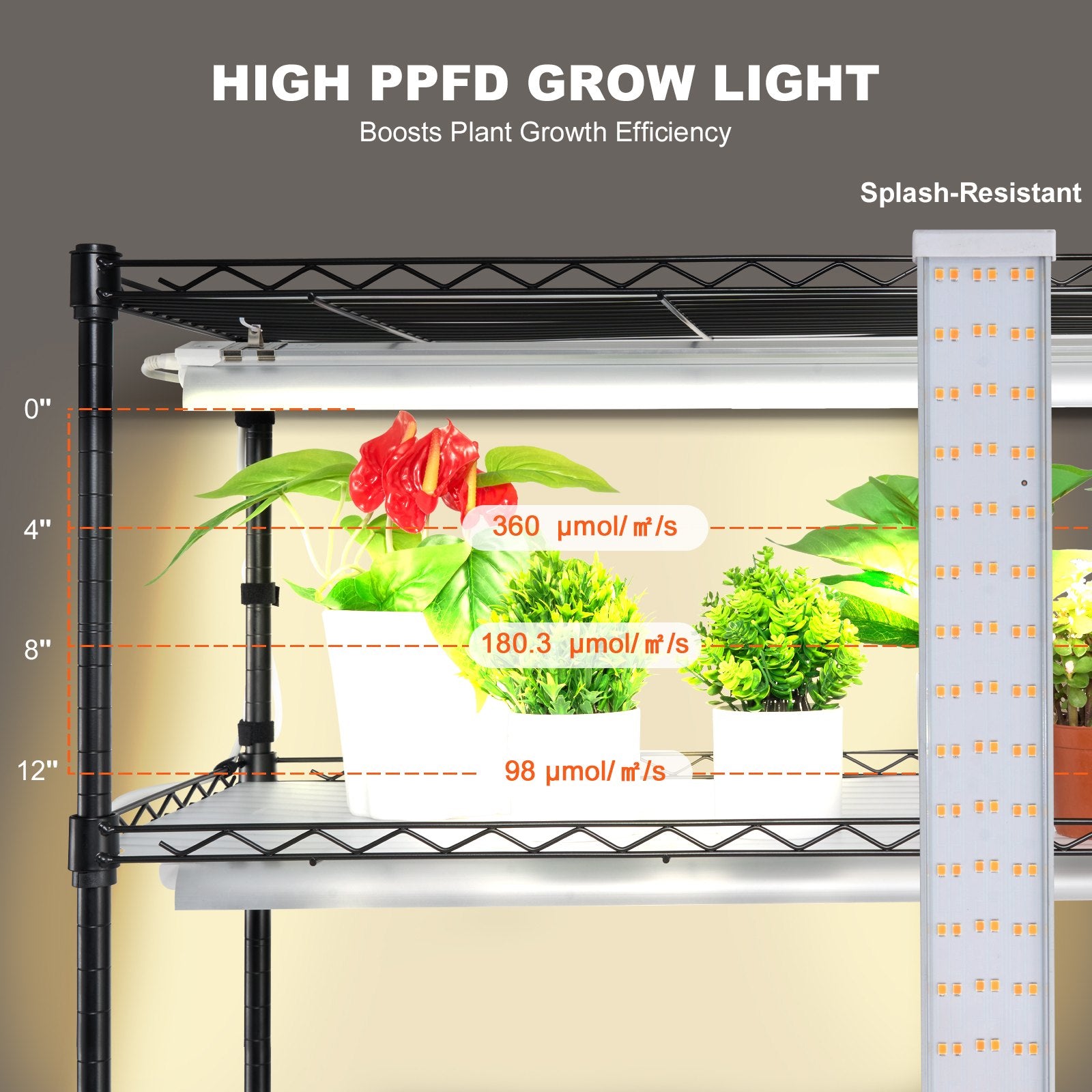 Pots, Planters & Accessories: VEVOR Plant Stand with Grow Light 6 Tiers 200W 59.1" Indoor Plant Grow Shelf