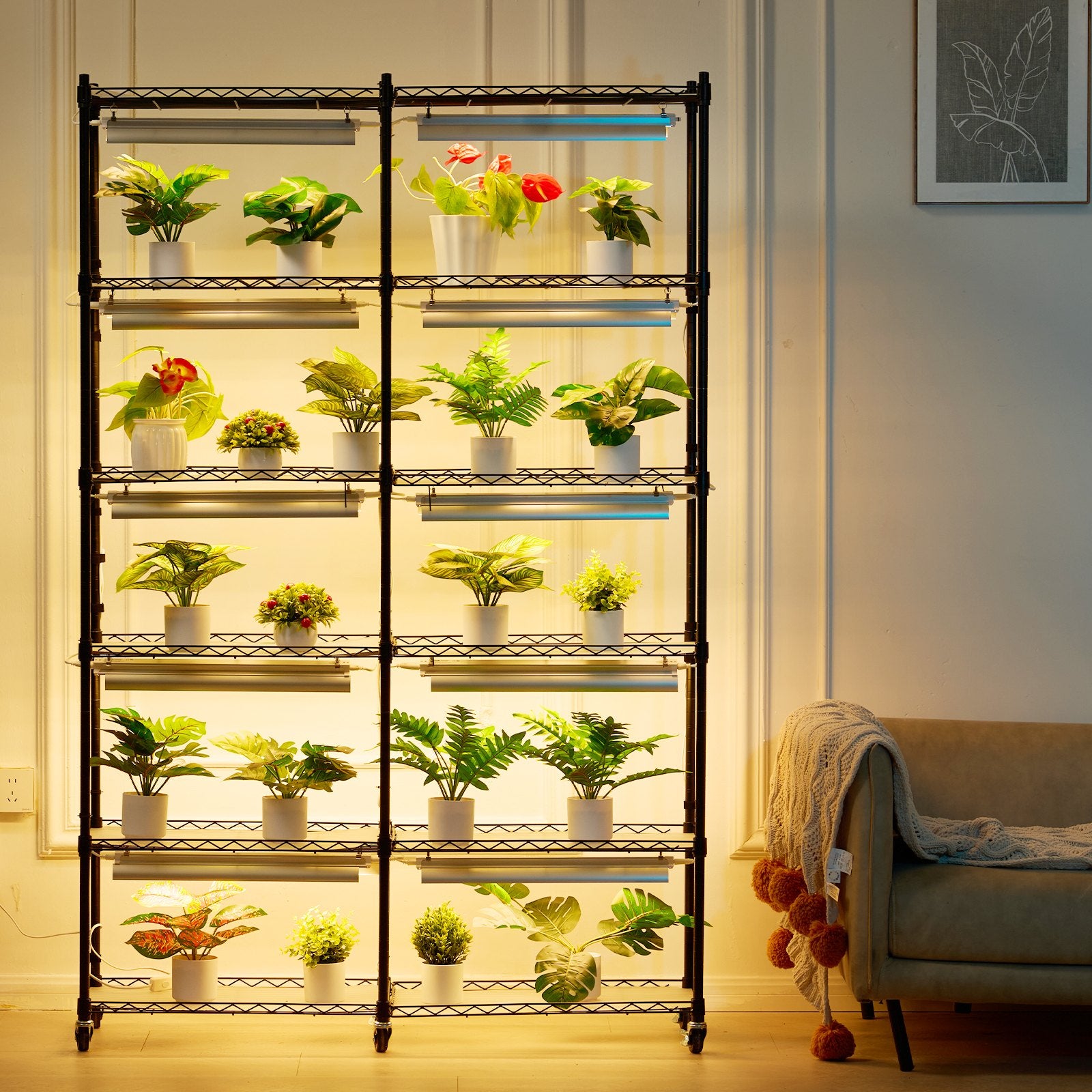 Pots, Planters & Accessories: VEVOR Plant Stand with Grow Light 6 Tiers 200W 59.1" Indoor Plant Grow Shelf