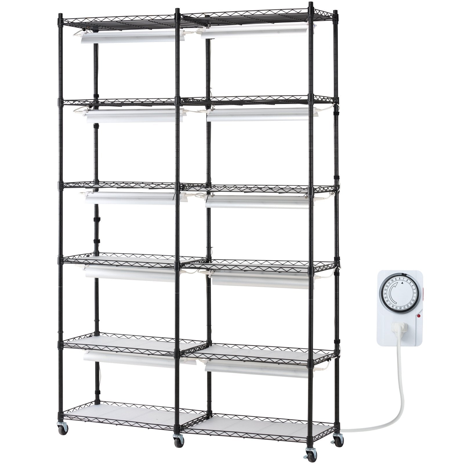 Pots, Planters & Accessories: VEVOR Plant Stand with Grow Light 6 Tiers 200W 59.1" Indoor Plant Grow Shelf