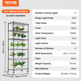 Pots, Planters & Accessories: VEVOR DIY Plant Stand with Grow Lights 6 Tiers 192W 70.9" Tall Plant Grow Shelf