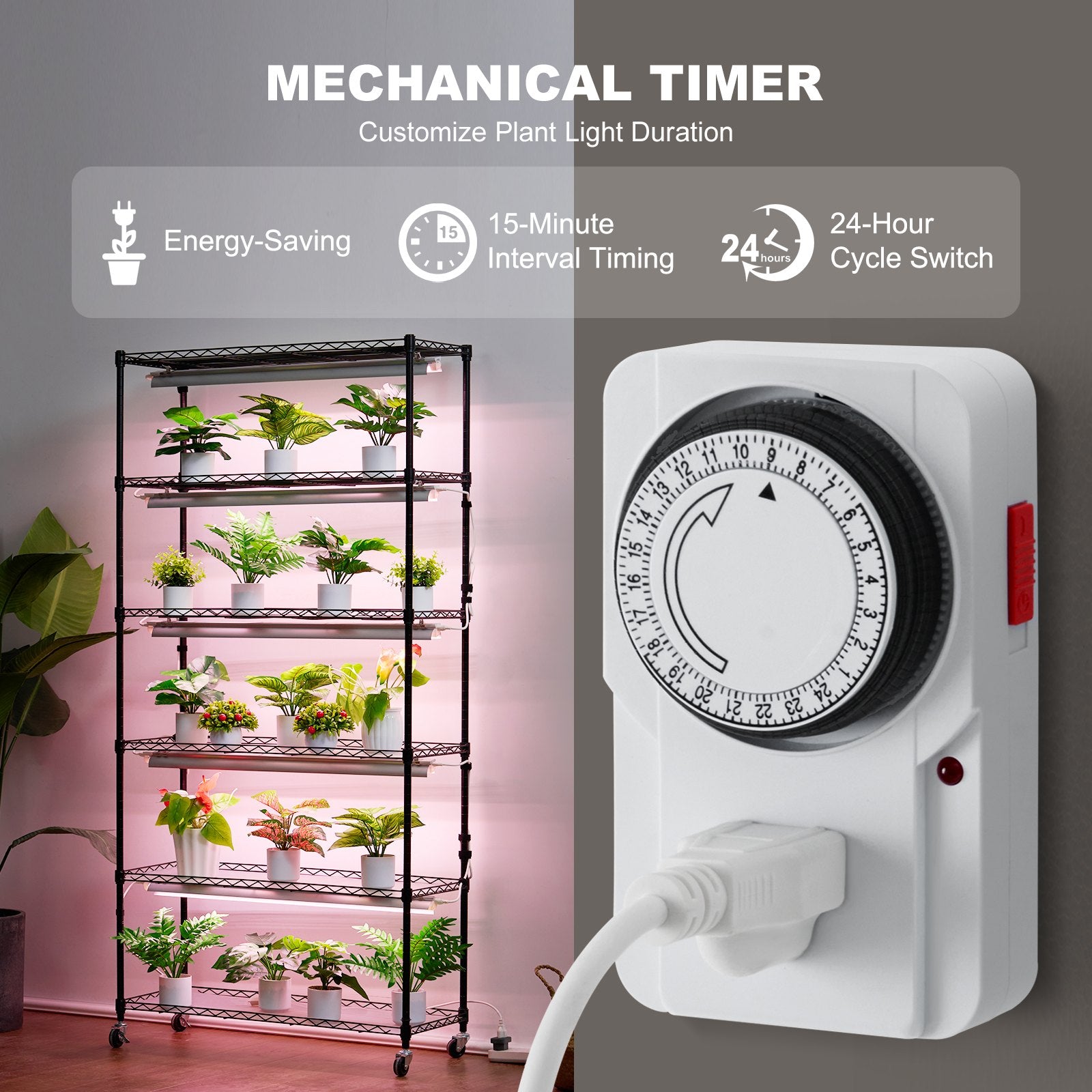 Pots, Planters & Accessories: VEVOR Plant Stand with Grow Light 6 Tiers 180W 180 cm  Indoor Plant Grow Shelf