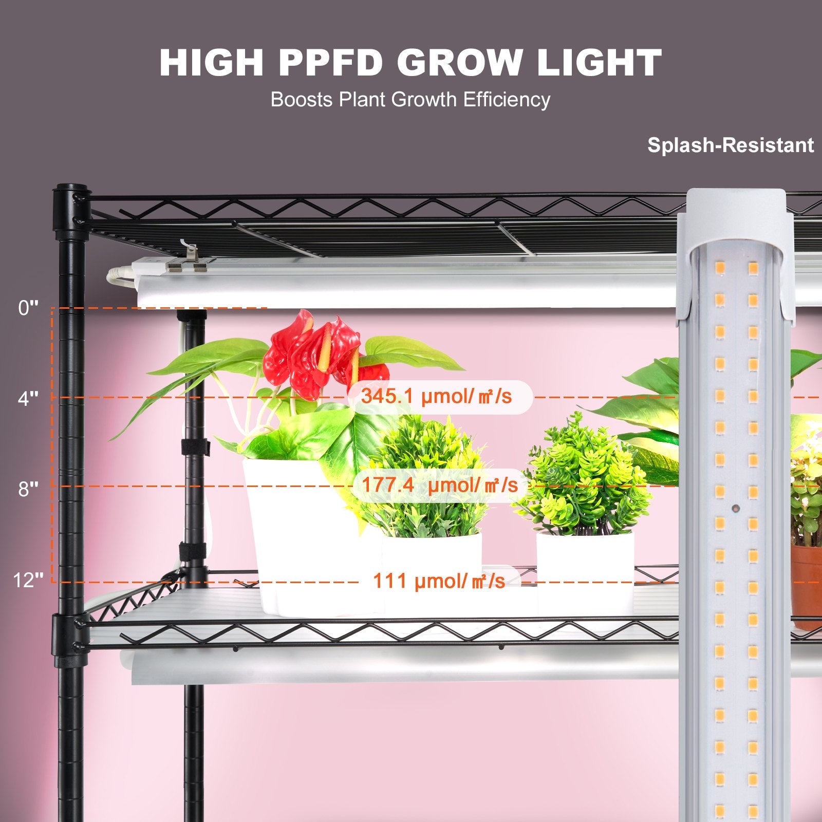 Pots, Planters & Accessories: VEVOR Plant Stand with Grow Light 6 Tiers 180W 180 cm  Indoor Plant Grow Shelf