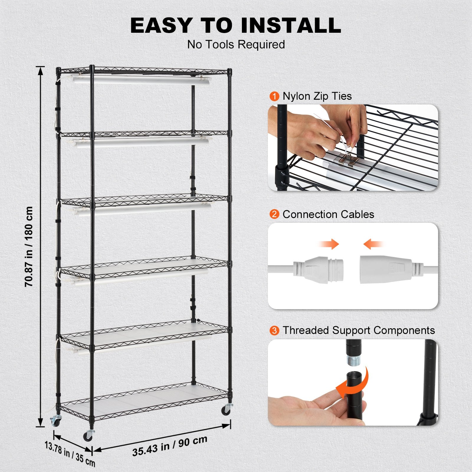Pots, Planters & Accessories: VEVOR Plant Stand with Grow Light 6 Tiers 180W 180 cm  Indoor Plant Grow Shelf