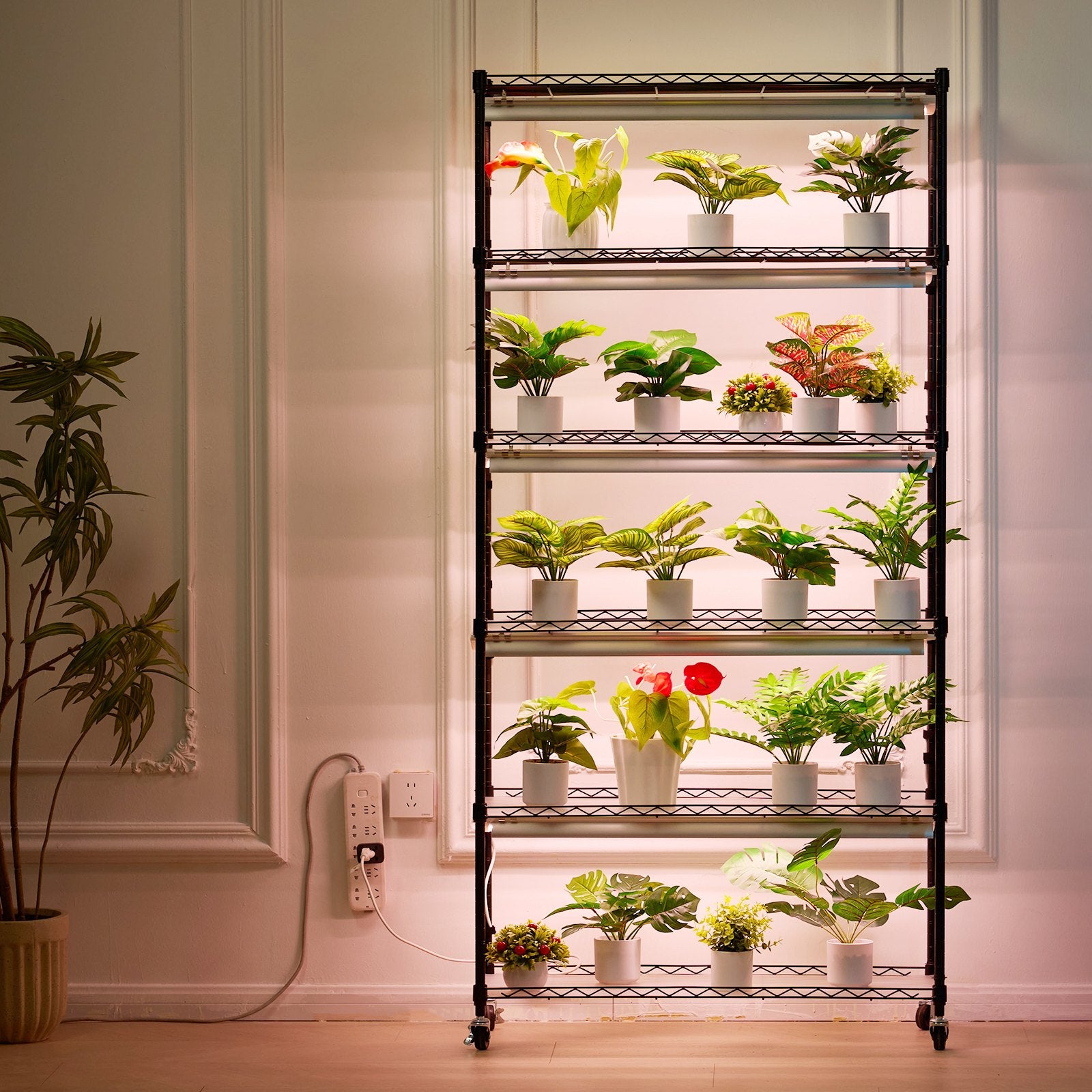 Pots, Planters & Accessories: VEVOR Plant Stand with Grow Light 6 Tiers 180W 180 cm  Indoor Plant Grow Shelf