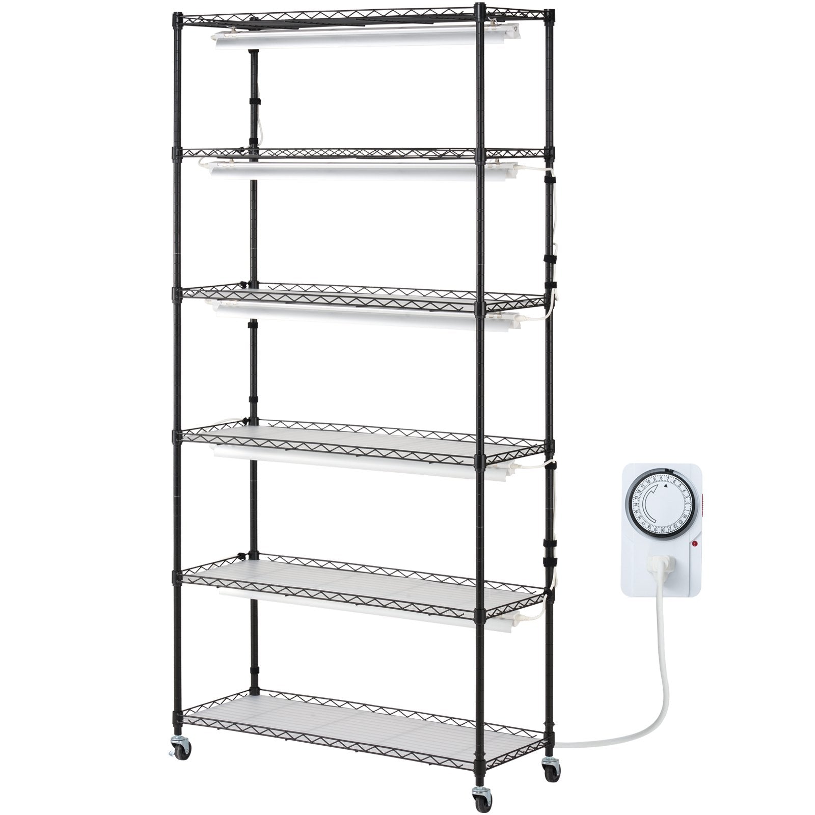 Pots, Planters & Accessories: VEVOR Plant Stand with Grow Light 6 Tiers 180W 180 cm  Indoor Plant Grow Shelf
