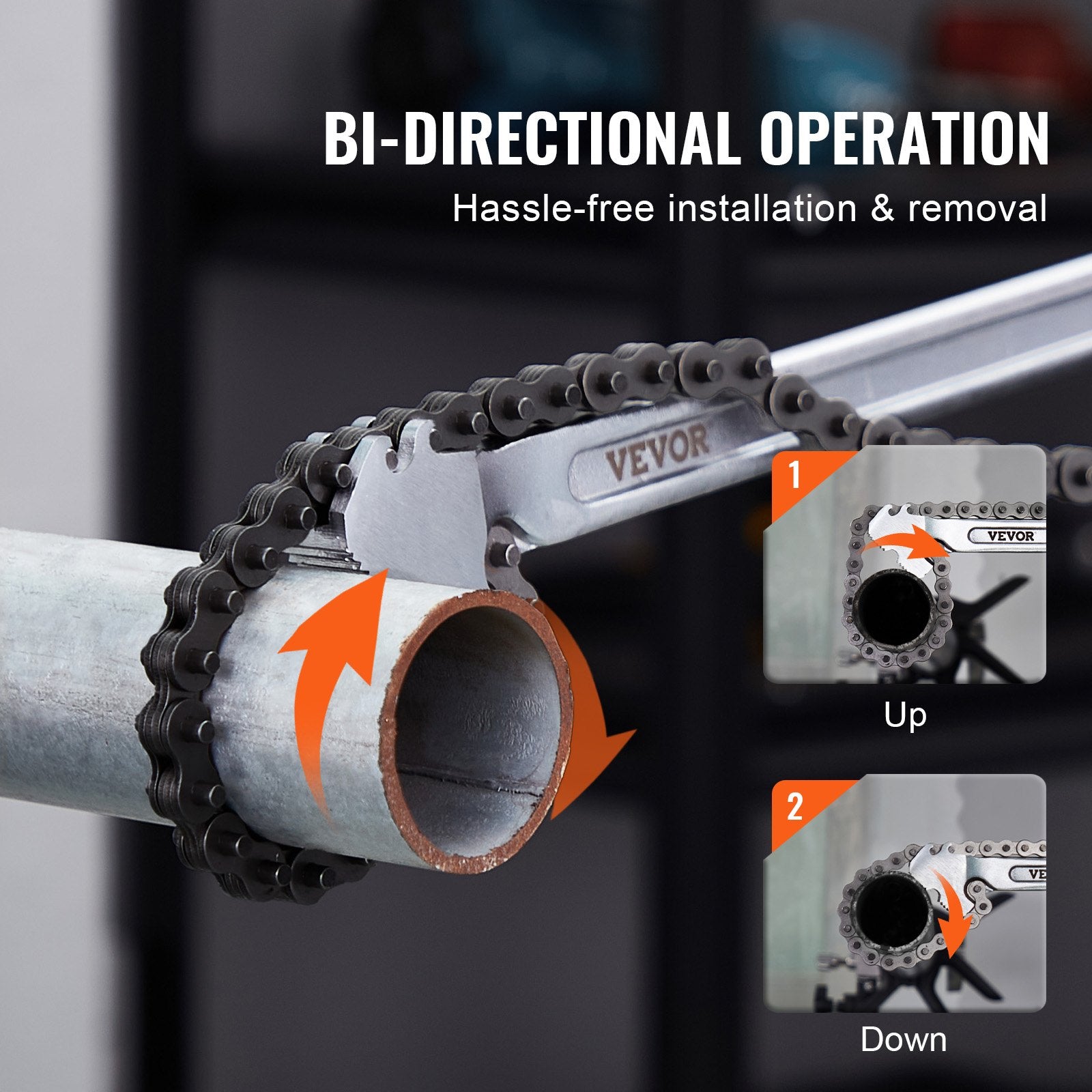 Greenhouses & Accessories: VEVOR Chain Wrench, 48 inch Chain Pipe Wrench, 13.4 inch Diameter Capacity, CRV Reversible Pipe Fitting Tool Wrench with High Strength Jaw and Ergonomic Handle, for Pipe Installation and Car Repair