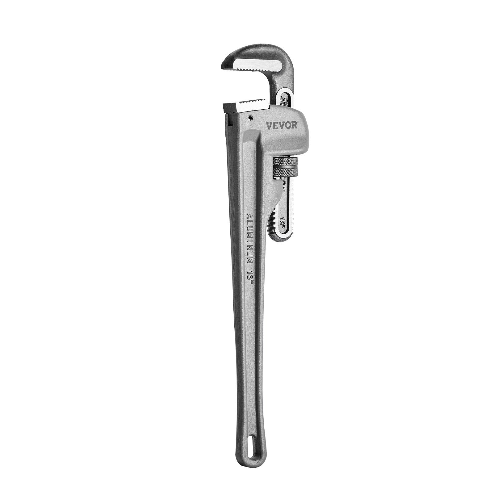 Greenhouses & Accessories: VEVOR Pipe Wrench, 18" Aluminum Straight Pipe Wrench, Adjustable Plumbing Wrench, with High Strength Jaw and Ergonomic Handle, Easy to Carry, Hangable Design, for Water Pipes, Automotive Repairs
