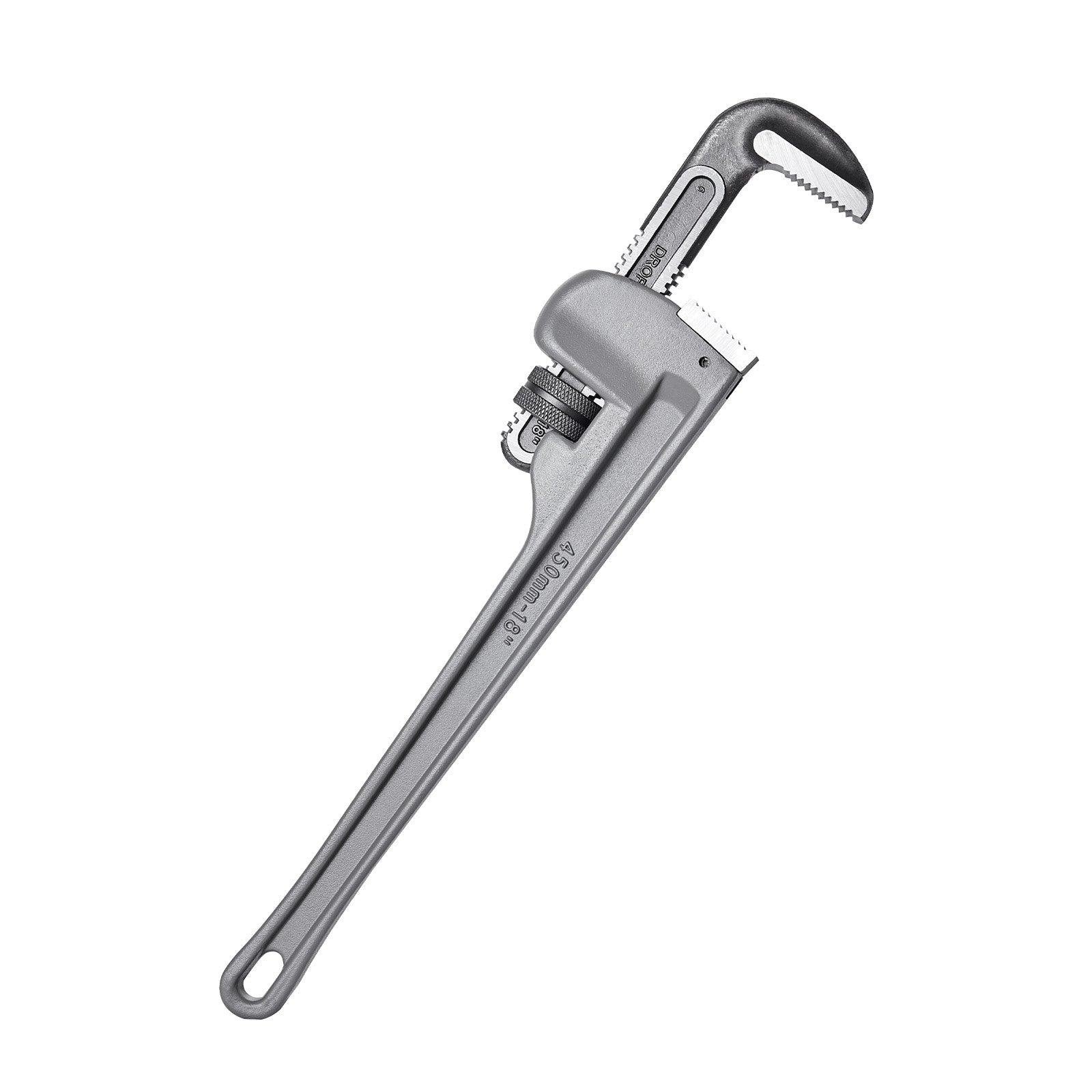 Greenhouses & Accessories: VEVOR Pipe Wrench, 18" Aluminum Straight Pipe Wrench, Adjustable Plumbing Wrench, with High Strength Jaw and Ergonomic Handle, Easy to Carry, Hangable Design, for Water Pipes, Automotive Repairs