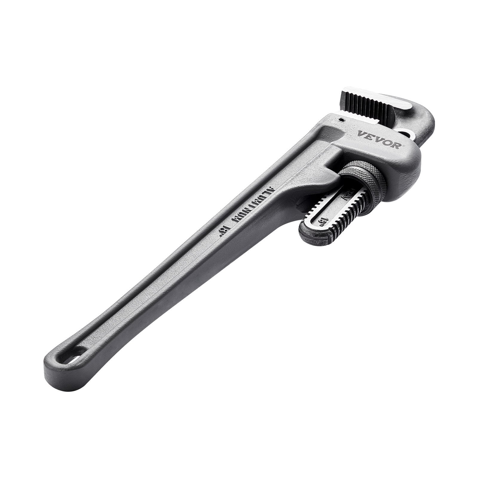 Greenhouses & Accessories: VEVOR Pipe Wrench, 18" Aluminum Straight Pipe Wrench, Adjustable Plumbing Wrench, with High Strength Jaw and Ergonomic Handle, Easy to Carry, Hangable Design, for Water Pipes, Automotive Repairs