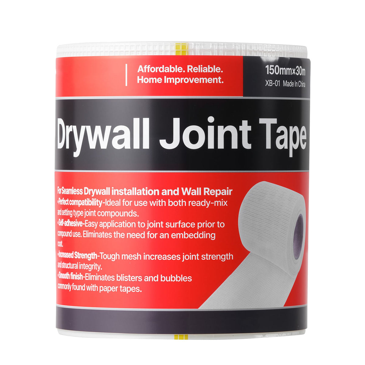 Drywall Mesh Tape, 150mm W x 30m L Self-Adhesive Fiberglass Drywall Joint Tape, 12 Rolls Dry Wall Patch for Easy Sheetrock Ceiling Crack Repair, to Achieve Smooth Even Wall Surface
