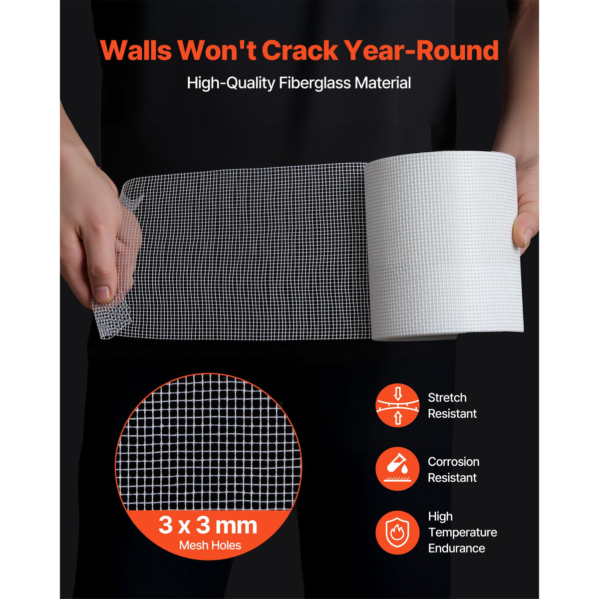 Drywall Mesh Tape, 150mm W x 30m L Self-Adhesive Fiberglass Drywall Joint Tape, 12 Rolls Dry Wall Patch for Easy Sheetrock Ceiling Crack Repair, to Achieve Smooth Even Wall Surface