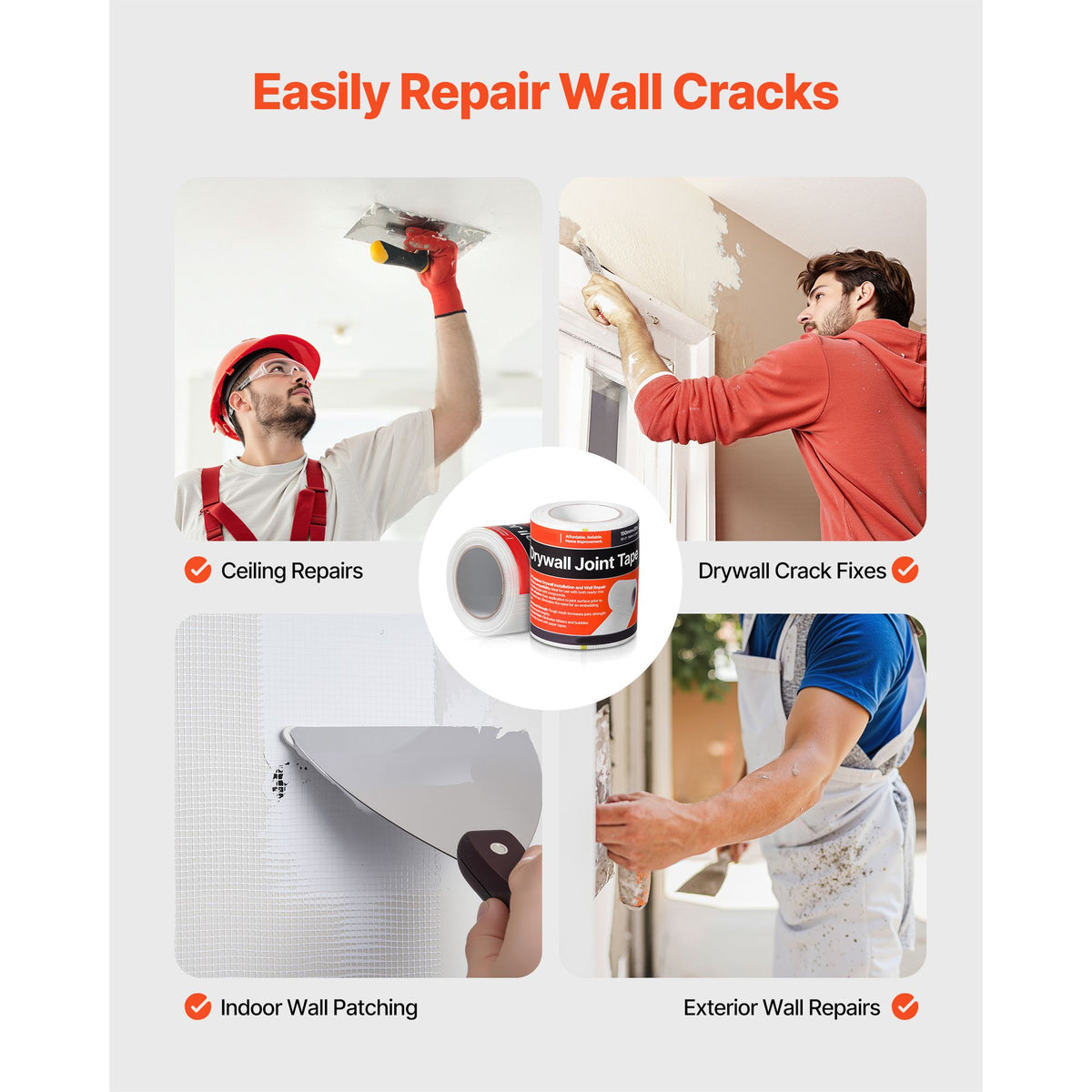 Drywall Mesh Tape, 150mm W x 30m L Self-Adhesive Fiberglass Drywall Joint Tape, 12 Rolls Dry Wall Patch for Easy Sheetrock Ceiling Crack Repair, to Achieve Smooth Even Wall Surface