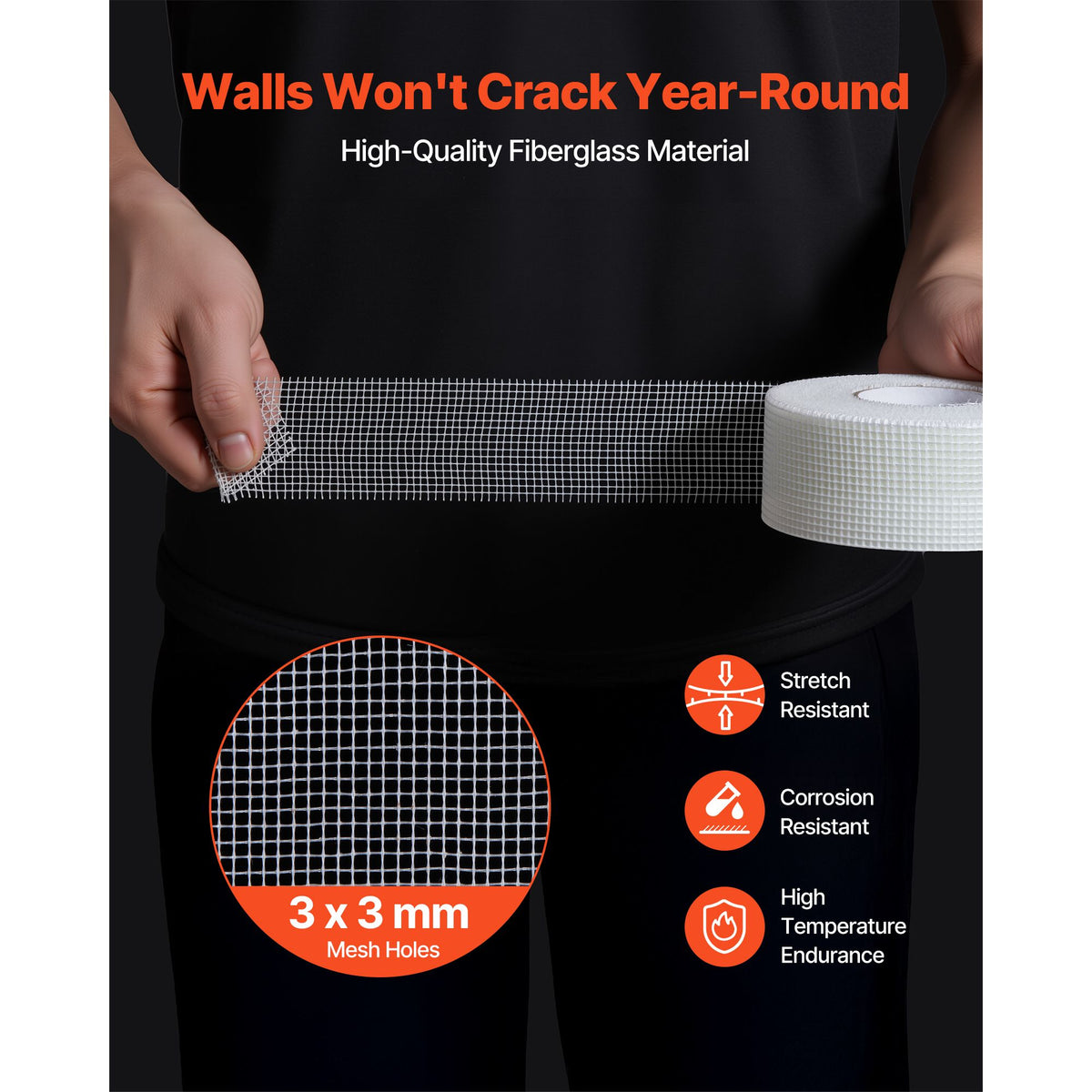 Drywall Mesh Tape, 50mm W x 45m L Self-Adhesive Fiberglass Drywall Joint Tape, 36 Rolls Dry Wall Patch for Easy Sheetrock Ceiling Crack Repair, to Achieve Smooth Even Wall Surface