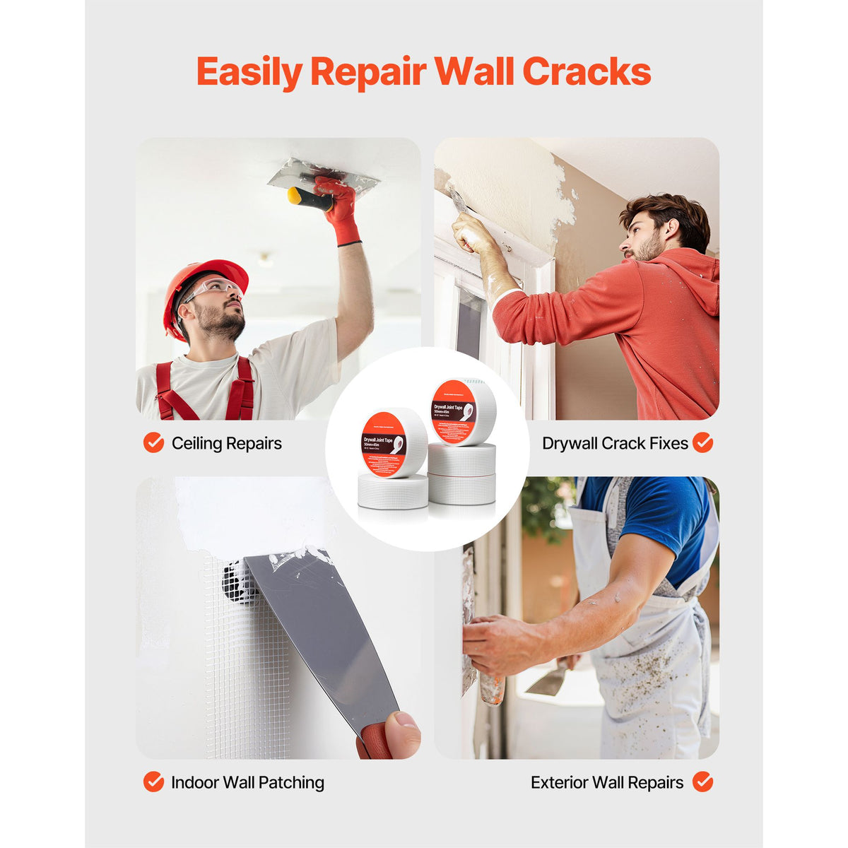 Drywall Mesh Tape, 50mm W x 45m L Self-Adhesive Fiberglass Drywall Joint Tape, 36 Rolls Dry Wall Patch for Easy Sheetrock Ceiling Crack Repair, to Achieve Smooth Even Wall Surface