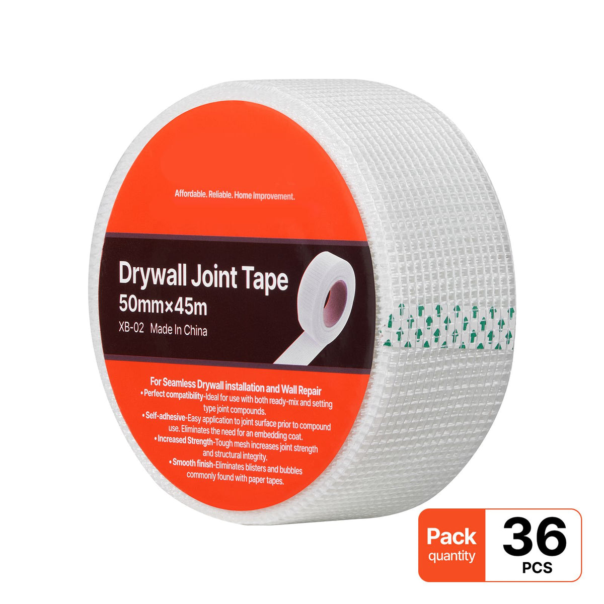 Drywall Mesh Tape, 50mm W x 45m L Self-Adhesive Fiberglass Drywall Joint Tape, 36 Rolls Dry Wall Patch for Easy Sheetrock Ceiling Crack Repair, to Achieve Smooth Even Wall Surface