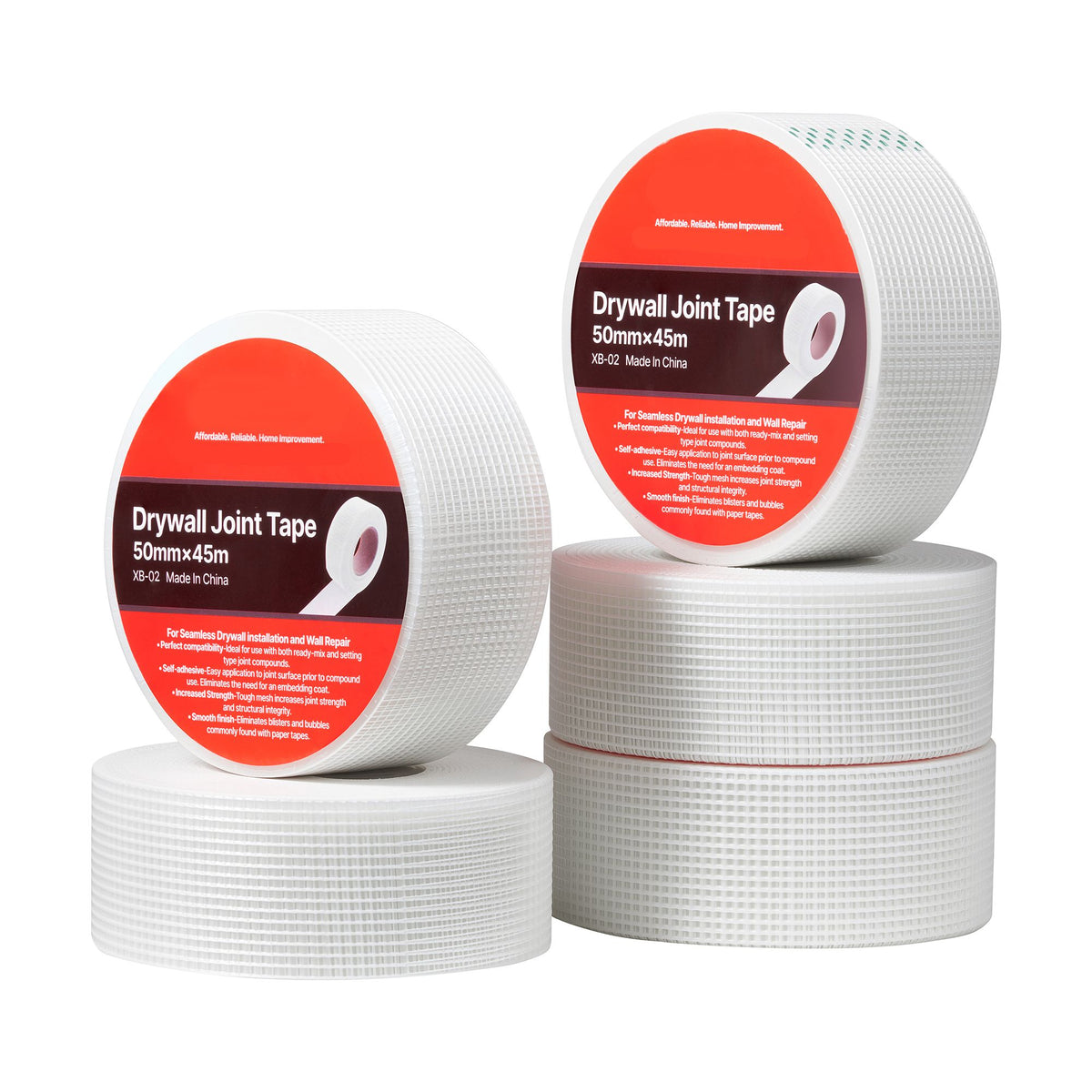 Drywall Mesh Tape, 50mm W x 45m L Self-Adhesive Fiberglass Drywall Joint Tape, 36 Rolls Dry Wall Patch for Easy Sheetrock Ceiling Crack Repair, to Achieve Smooth Even Wall Surface