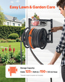 Air Compressors Accessories: VEVOR Wall Mounted Garden Hose Reel 125ft 5/8 in Metal Hose Reel with Basket