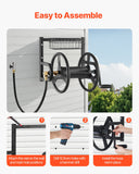 Air Compressors Accessories: VEVOR Wall Mounted Garden Hose Reel 125ft 5/8 in Metal Hose Reel with Basket